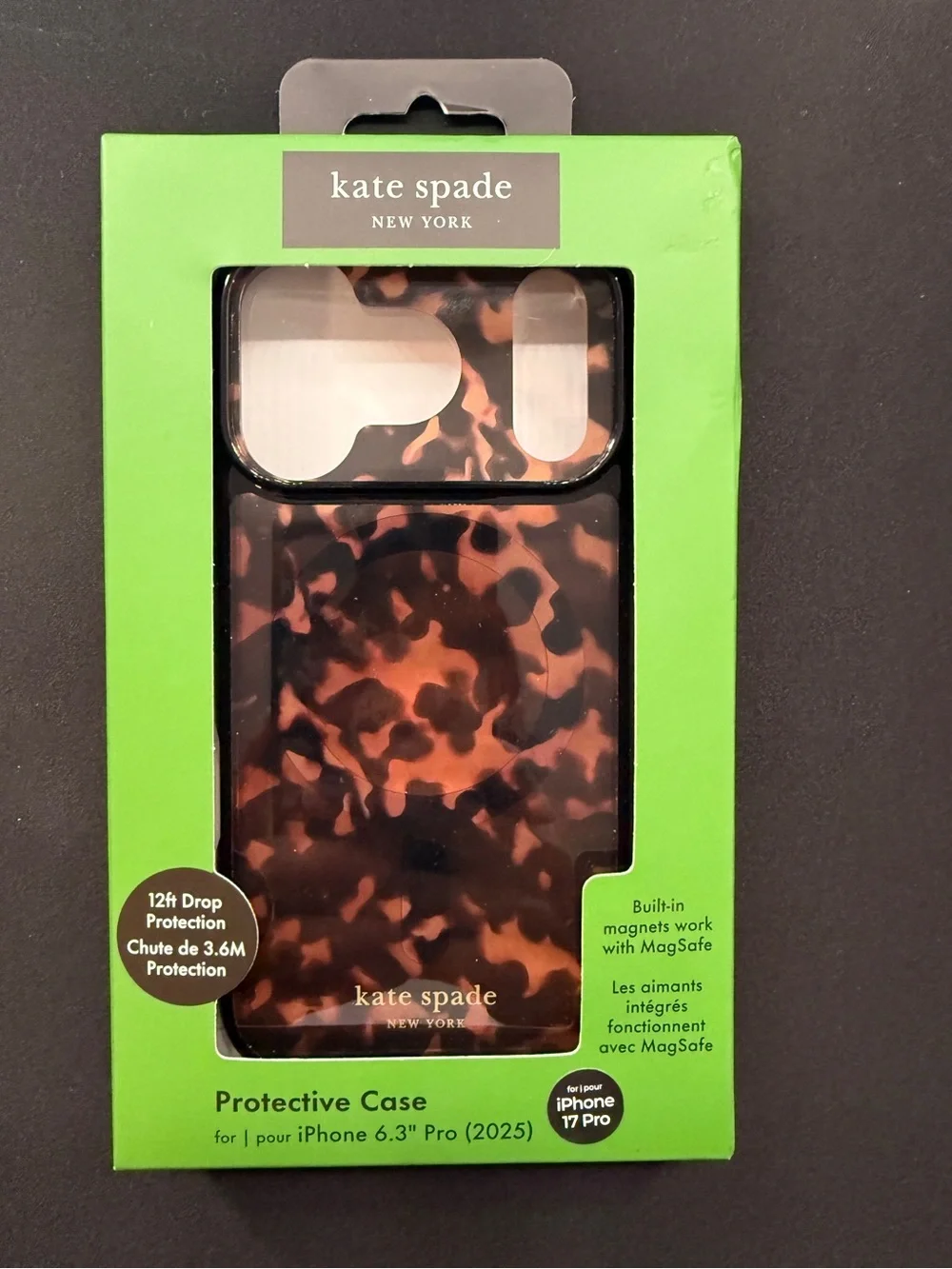 Kate Spade New York HardShell Case MagSafe Apple iPhone 17 Pro Tortoise Shell